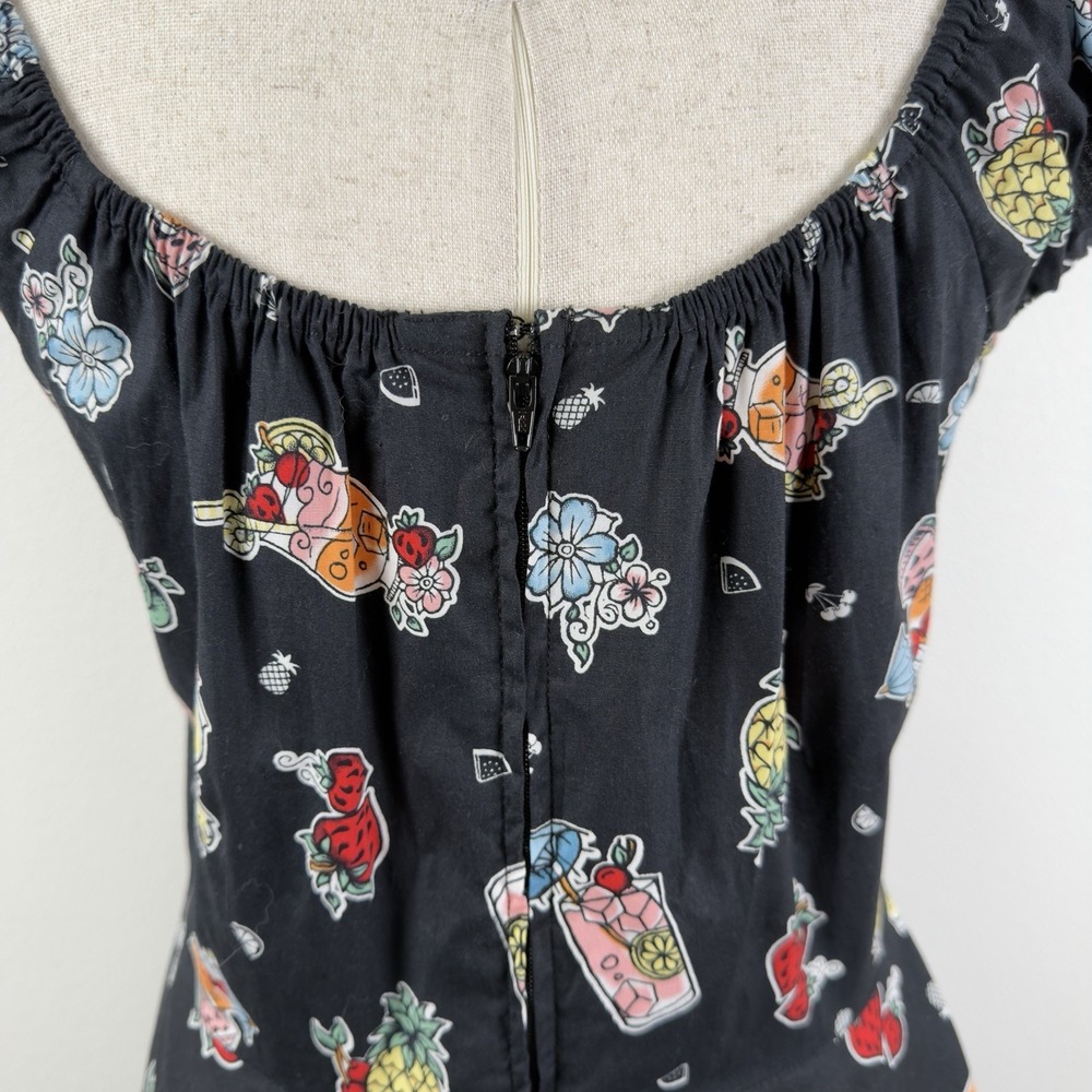 Hell Bunny Dress Womens XL Pina Colada Rockabilly Swing Cocktail Novelty Retro - Picture 10 of 16